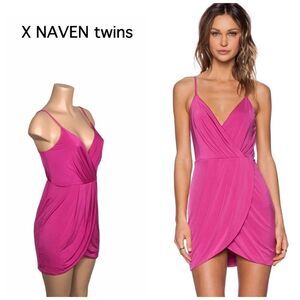 Pink wrap mini dress. New